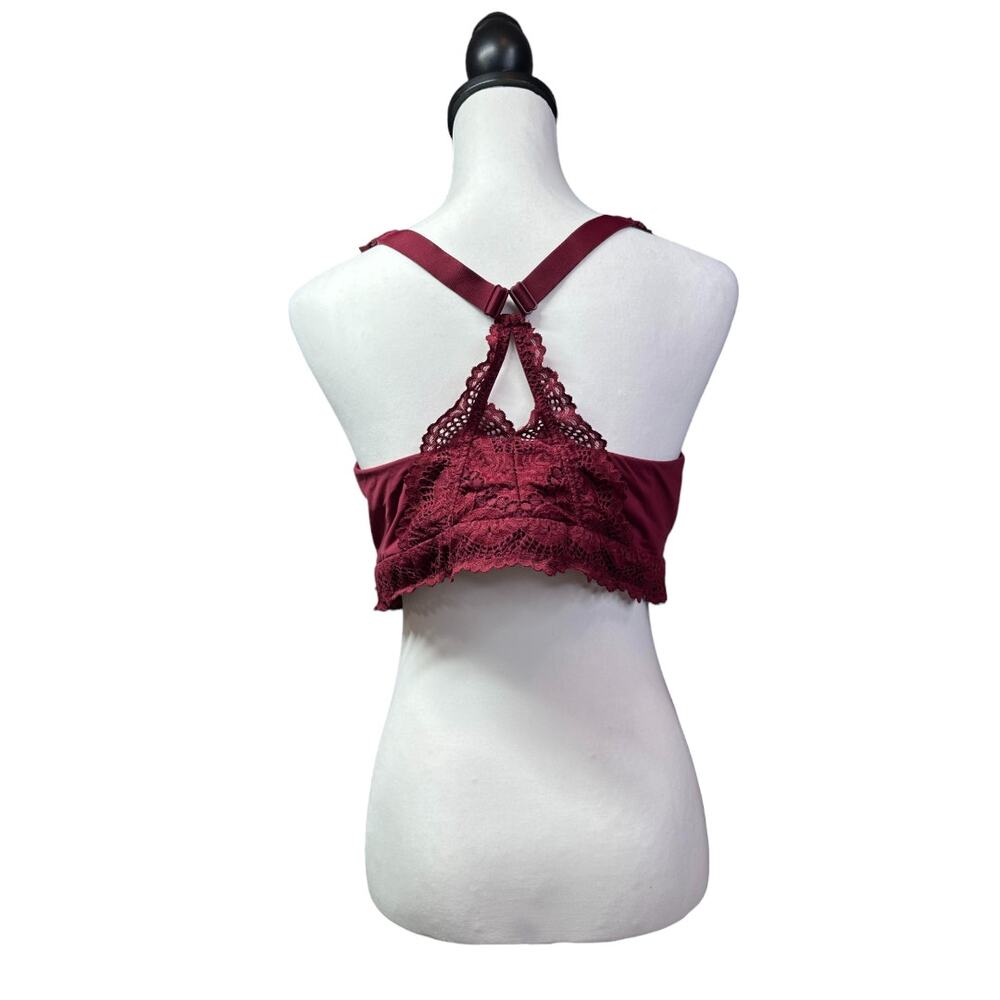 Auden Racerback Lace Maroon Burgundy Comfy Romantic Bralette Size 2XL - Picture 2 of 5